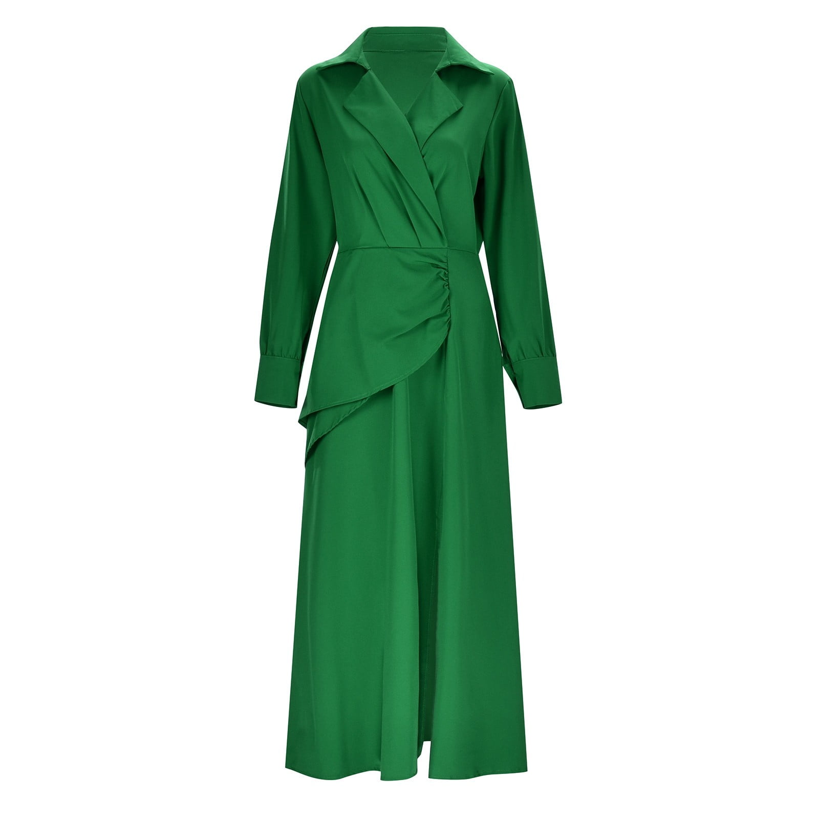 Button Down Summer Shirt Dress Solid Color Beach Zipper Business