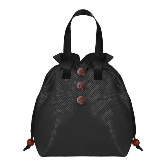 Button Drawstring Lunch Tote Bag Lightweight Water Resistant Portable Handheld Food Storage Bag