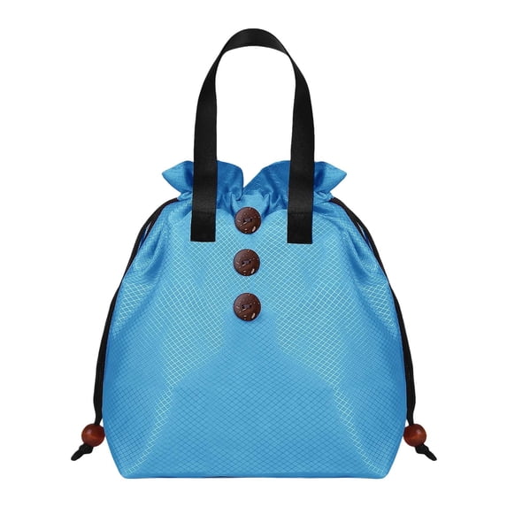 Button Drawstring Lunch Tote Bag Primary School Middle Elementary Lightweight Water Resistant Portable Handheld Food Storage Bag