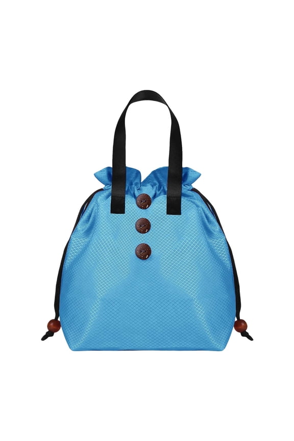 Button Drawstring Lunch Tote Bag Primary School Middle Elementary Lightweight Water Resistant Portable Handheld Food Storage Bag