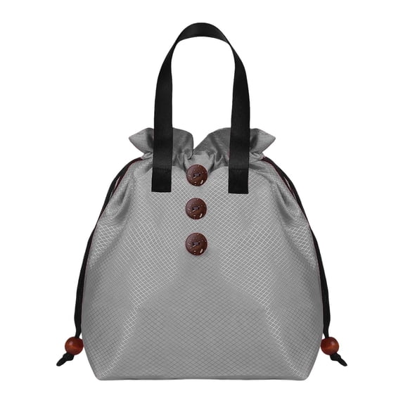 Button Drawstring Lunch Tote Bag Lightweight Water Resistant Portable Handheld Food Storage Bag
