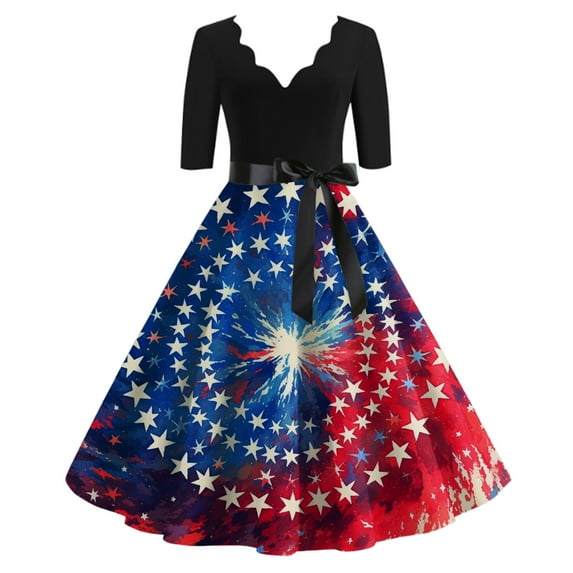 Button Down Dress For Women, 4Th Of July 50S Party Dress Casual V Neck Short Sleeve Tunic Cocktail Dresses Drawer Bubble Women Plus Size Dresses Curvy Casual Dresses Cocktail (XL, Red) ZMTing