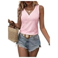 thumbnail image 1 of Button Embroidered Eyelet Tank Top Pink XL, 1 of 8