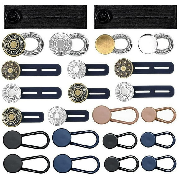 Button Extenders for Jeans, 6 Sizes Pants Button Waistband Extender, Flexible Adjustabl_wm25