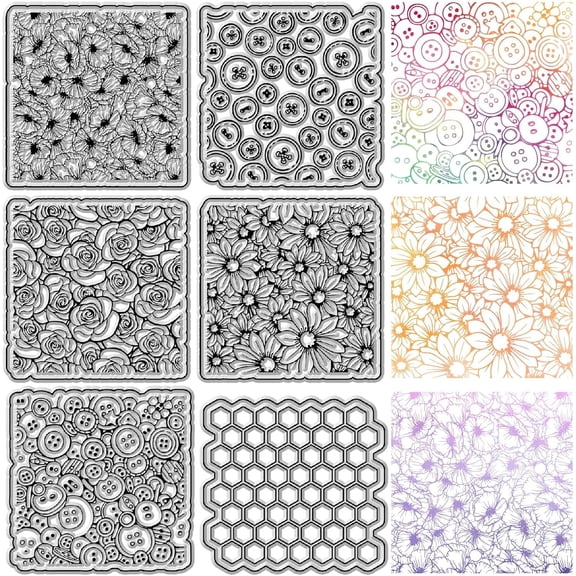 Button Flower Background Clear Rubber Stamps Daisy Floral Vintage Reusable Transparent Silicone Stamp Seals Photo Album Decorative DIY Christmas Gift Mixed Color