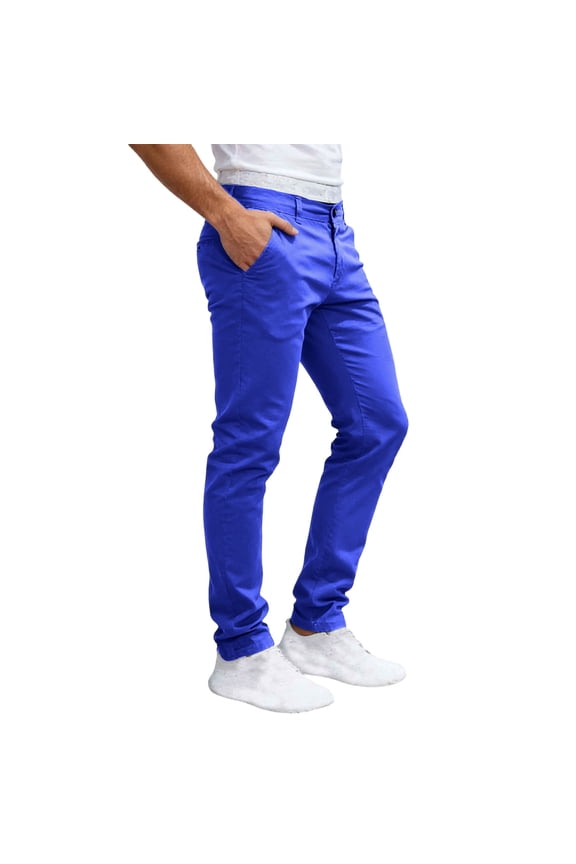 Button Fly Slim Straight Chino Pants for men, Solid Stretch Daily Business Commute Long Trousers