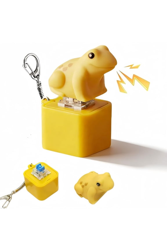 Button Frog Keychain with Realistic LED Lights, Cute Decompression Toy, Press-to-Play Light-Up Pendant for Keys and Bags – Interactive Fidget