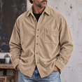 Button Front Chest Pocket Corduroy Shirt Jacket with Lapel Collar ...