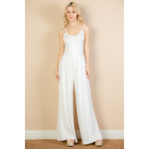 Button Front Wide Leg Jumpsuit