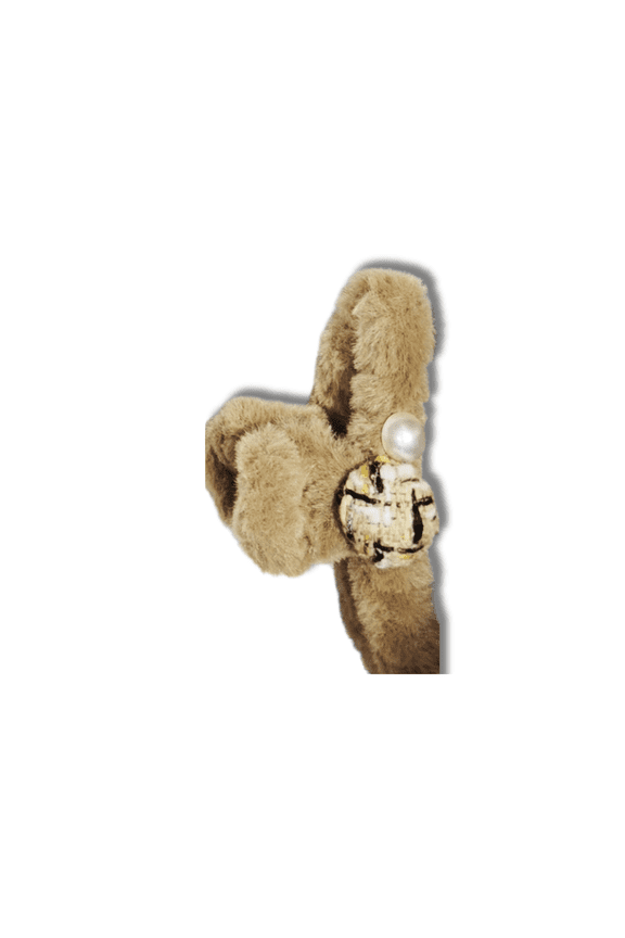 Button Fur Hair Claw Clip