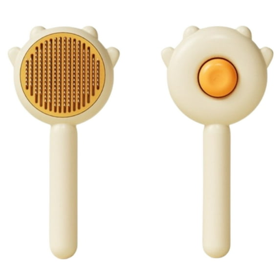 Button Hair Release Cat/Dog Comb - 0.45mm Stainless Grooming Brush for Deep Shedding & Cleaning