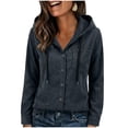 thumbnail image 1 of Button Hoodies for Women - Loose Fits Corduroy Long Sleeve Coat Tops - Comfy Warm Fall Casual Hooded Jackets with Pockets, 1 of 8