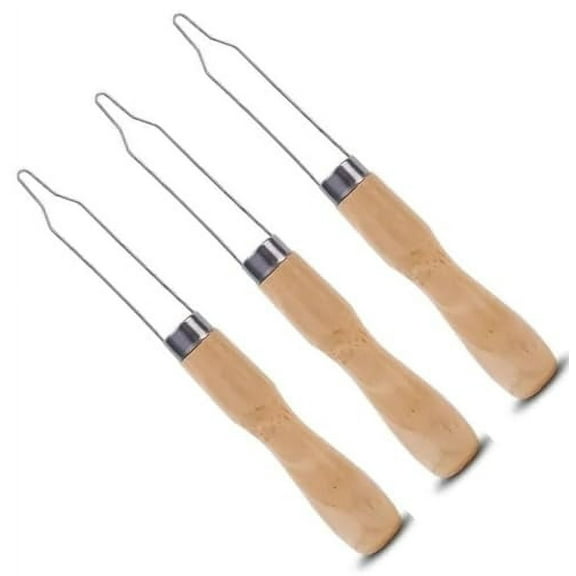 Button Hook and Zipper Pull Assist Tool with Wooden Handle Grip and Helper Assist Device for Seniors and Elderly - Pack of 3