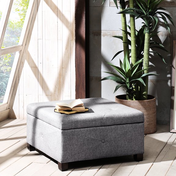 Button In Charcoal - Solid Wood Legs, Ample Interior Space For Storage Soft Close With Extra High Density Foam,