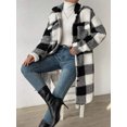 thumbnail image 1 of Button Lapel Plush Plaid Coat Loose, 1 of 8