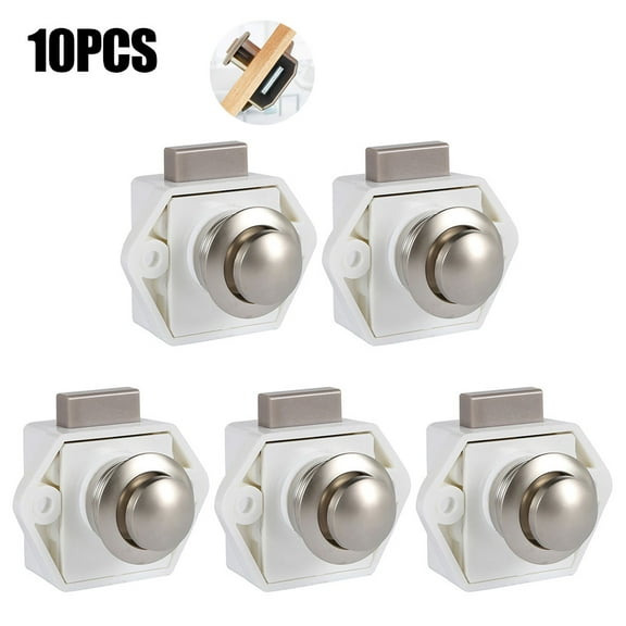 Button Locks,Willstar 5Pcs Push Button Cabinet Latch home RV Cabinet Latch Knob for Cupboard Push Lock