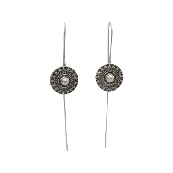 Button Long Back Earrings
