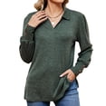 thumbnail image 1 of Button Loose-fitting Sanding T-shirt Top For Women, 1 of 6