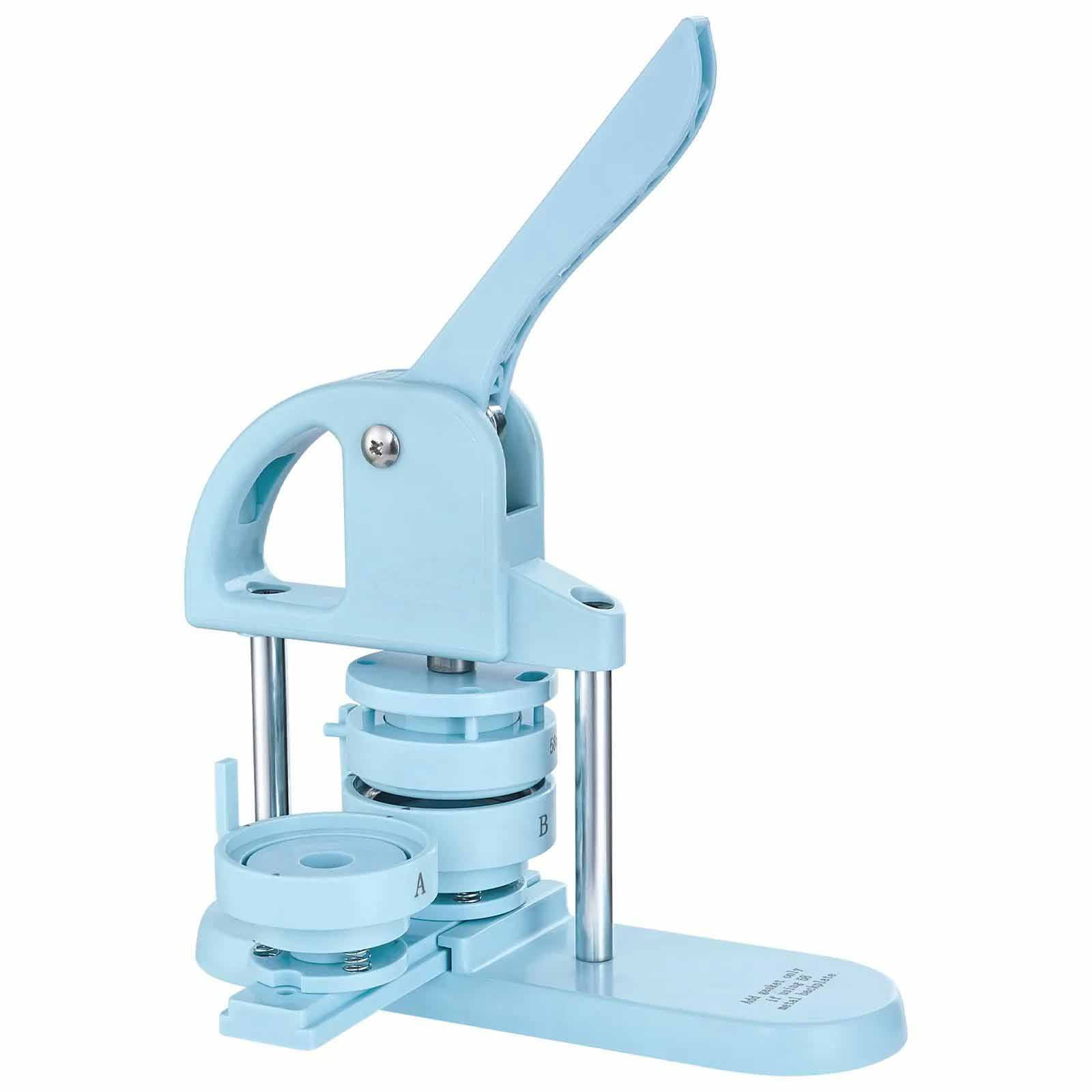 Button Maker, 1/1.25/2.28 inch(25/32/58mm) 3-in-1 Pin Maker, 300pcs Button Parts, Ergonomic Arc Handle Punch Press Kit, Button Maker Machine with Panda Magic Book, for DIY Gifts, Blue