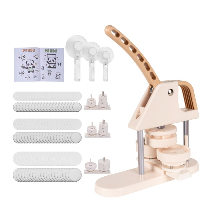 Button Maker Machine, 1''+1.25''+2.25'' (25/32/58mm) 3-in-1 Pin Maker Machine Kit, Installation-Free DIY Badge Machine with 300pcs Button Parts