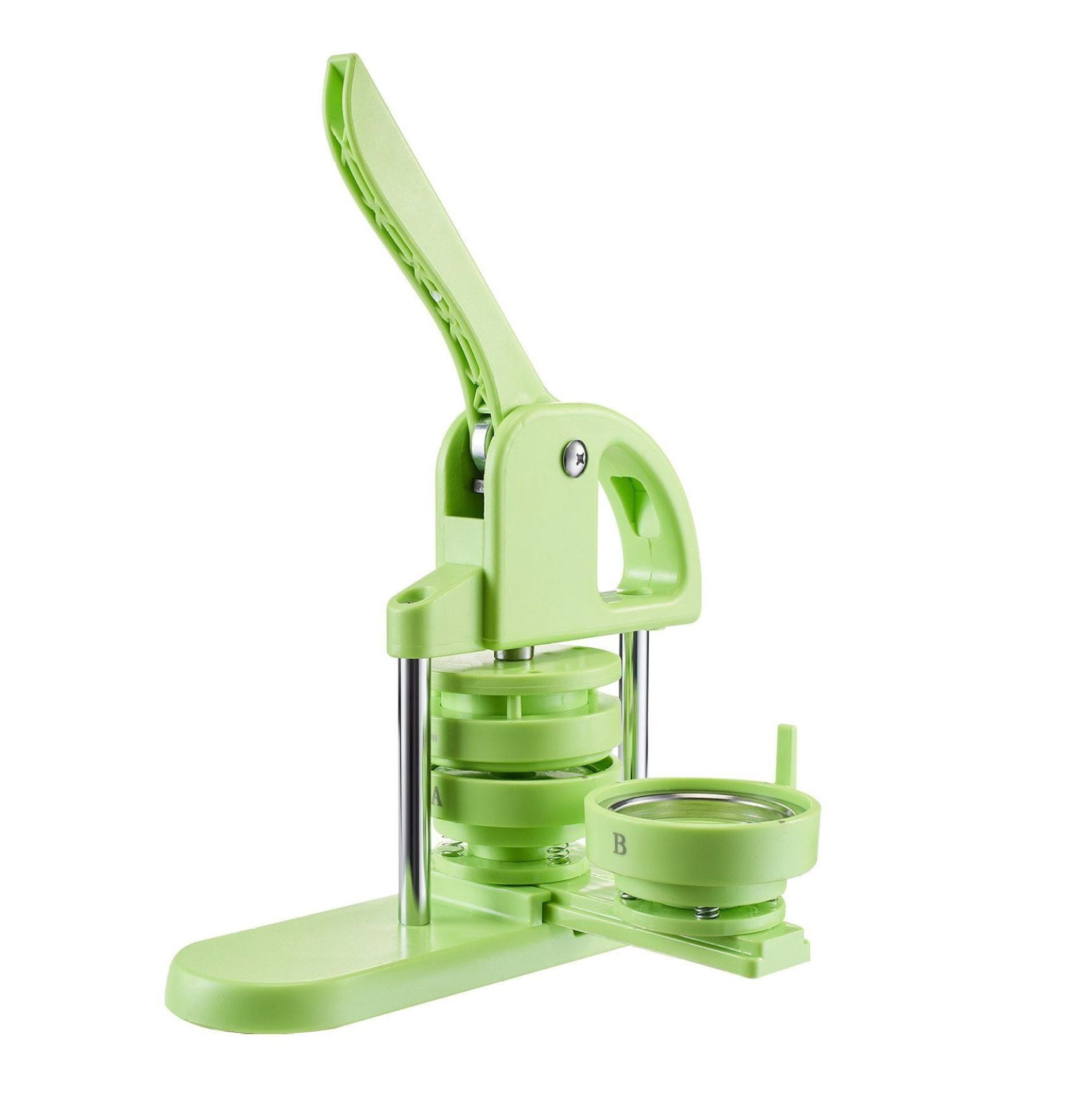 Button Maker Machine 1.26/2.28 inch - 2-in-1 Pin Maker Kit with 200 Parts, Cutter & Book - DIY Badges, Personalized Pins, Green
