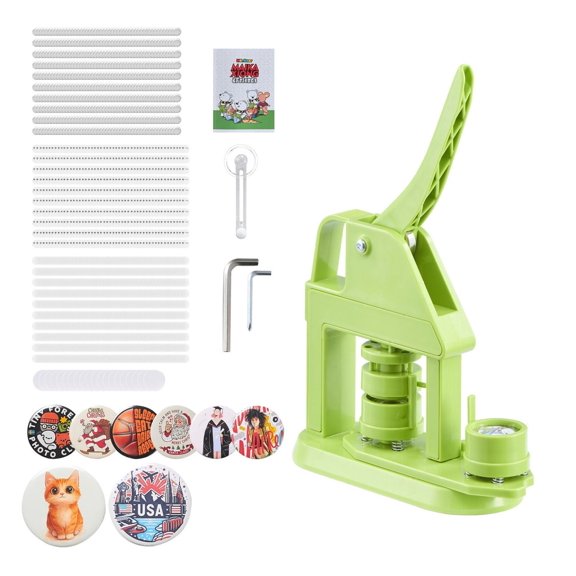 Button Maker Machine 1.26 inch - DIY Pin Button Maker with 500 Parts - Plastic Pin Press Machine Kit - Mr. Panda Magic Book Included - for Badges, Crafts