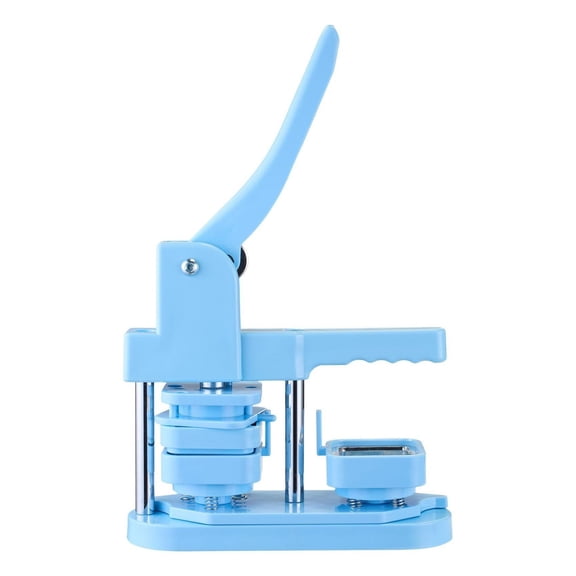 Button Maker Machine 1.97in, DIY Pin Making Kit, Plastic Badge Maker with Shells & Backings, Ergonomic Handle for Crafts, Badges, Blue