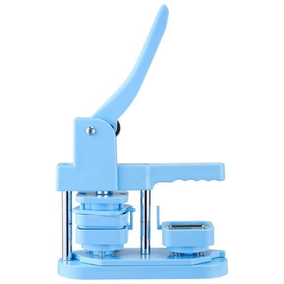 Button Maker Machine 1.97x1.97 Inch Square DIY Badge Maker with Tinplate Shell Plastic Cover Magnetic Backing Transparent Film Ergonomic Handle Blue