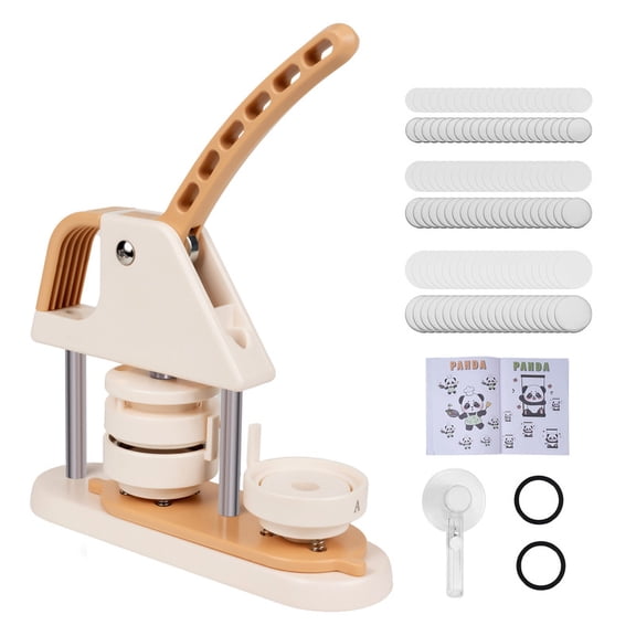 Button Maker Machine, 2.25'' (58mm) Installation-Free DIY Pin Button Maker Press Machine Kit, Rotary Badge Machine with Free 100pcs Button Parts+Circle Cutter