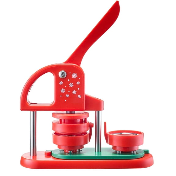 Button Maker Machine 2.28 inch, DIY Pin Maker Kit with 100 Parts, Circle Cutter & Wrenches, Red - for Badges, Personalized Pins, Keychains