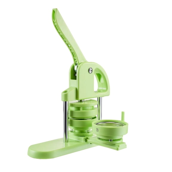 Button Maker Machine 2.95 Inch - DIY Pin Maker Kit with 100 Parts, Circle Cutter & Magic Book - Reinforced Handle for Badges, Personalized Pins, Keychains - Green