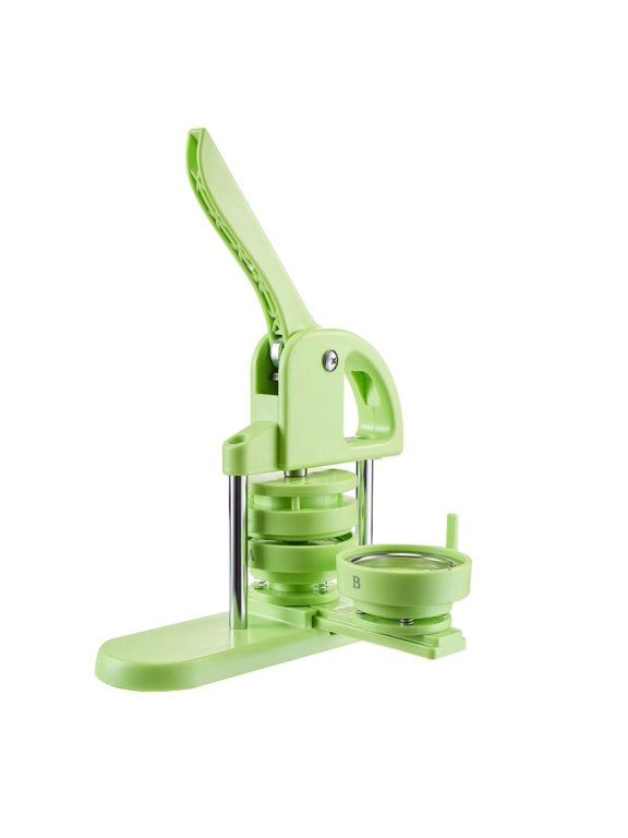 Button Maker Machine 2.95 Inch - DIY Pin Maker Kit with 100 Parts, Circle Cutter & Magic Book - Reinforced Handle for Badges, Personalized Pins, Keychains - Green