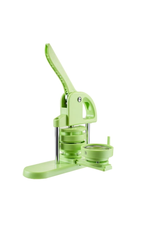 Button Maker Machine 2.95 Inch - DIY Pin Maker Kit with 100 Parts, Circle Cutter & Magic Book - Reinforced Handle for Badges, Personalized Pins, Keychains - Green