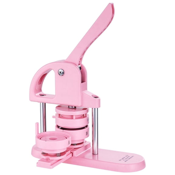 Button Maker Machine, 3-in-1 Pin Maker Kit 25/32/58mm, 300pcs Parts, Panda Magic Book, DIY Crafts for Kids, Ergonomic Handle, Pink