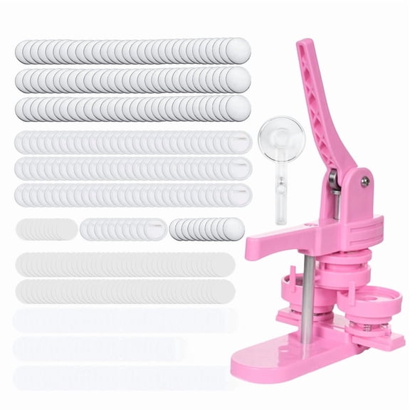 Button Maker Machine 44mm,Installation-Free 44mm(2.25in) DIY Pin Badge Button Maker Press Machine Badge Punch Press With Free 100pcs Button Parts And Circle Cutter(Pink)