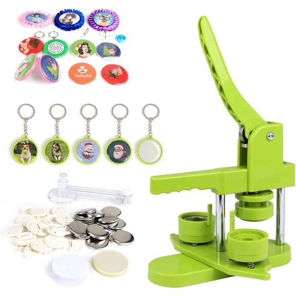 Button Maker Machine (4th Gen) Installation-Free 37mm 1.5 Inch Upgrade Badge Maker Pin Maker Press Machine with 405pcs Free Button Parts, Circle Cutter