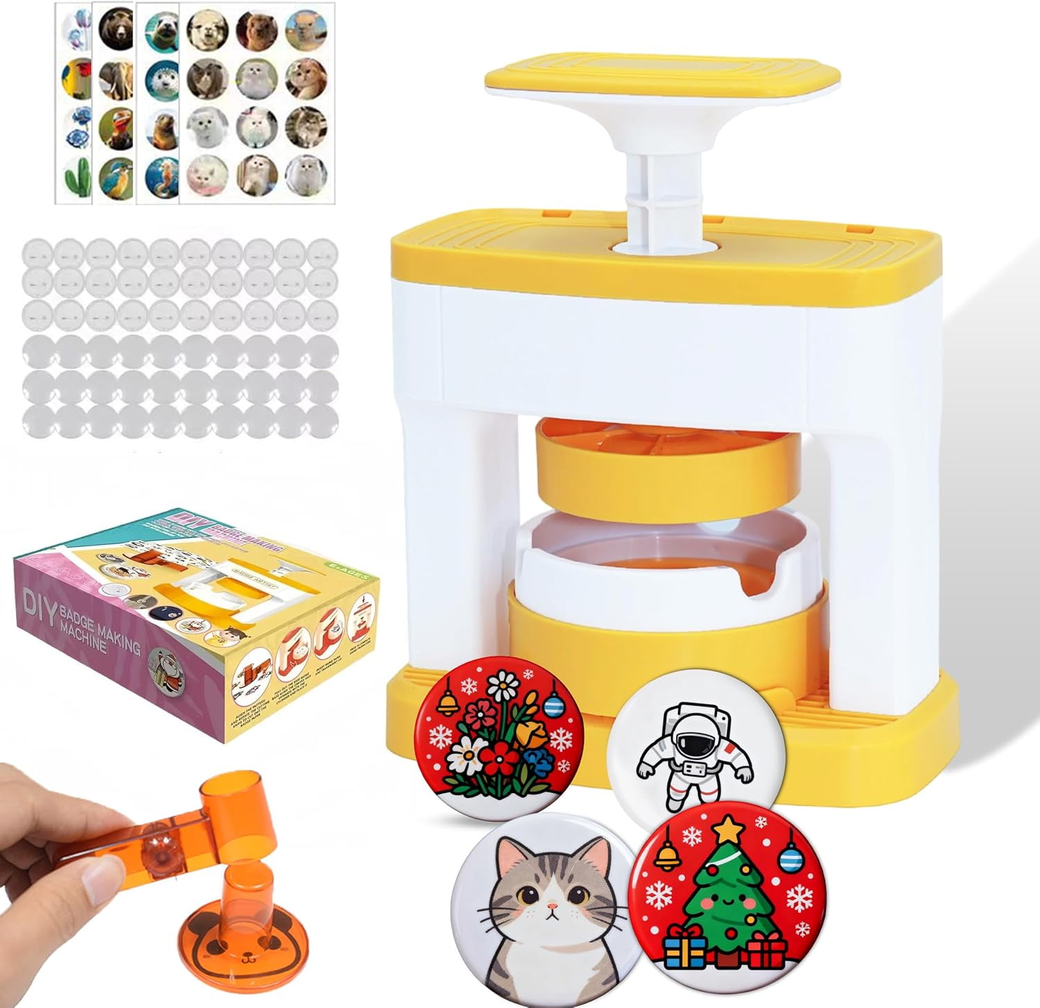 Button Maker Machine, 55 mm Button Pin Maker Machine, DIY Pin Button Maker Press Machine Badge Punch Kit with 48Pcs Button Parts Pictures & Circle Cutter Present