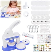 Dongyi Button Maker Machine55mm&35mmw/Metal Press Machine,36 Pre-Cut Paper Circles+Cutter-Create Your Own Badges-DIY Craft Kit,Blue