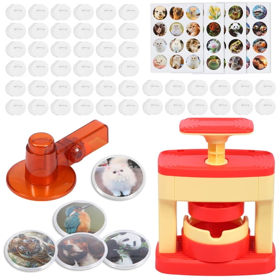 Button Maker Machine Badge Maker for Kid DIY Pin Badge Button Maker Machine with 96 pcs Part Picture Cutter Badge Punch Press Kit