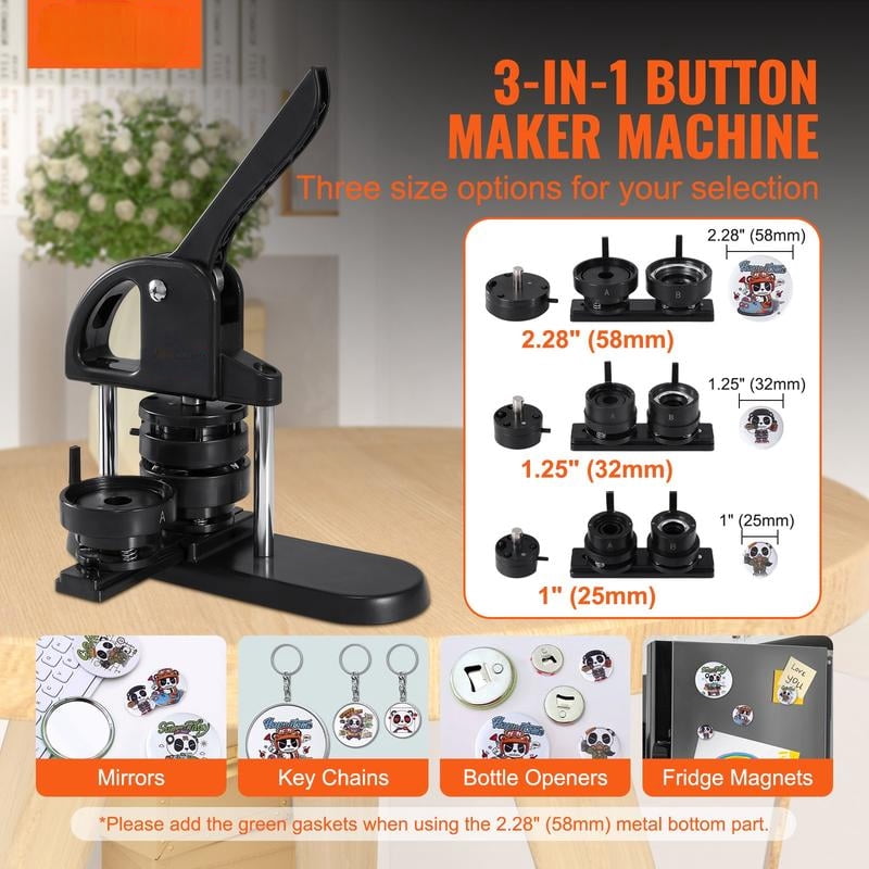 Button Maker Machine Badge Pin Machine 25&32&58 mm 3 in 1, 300 Free ...