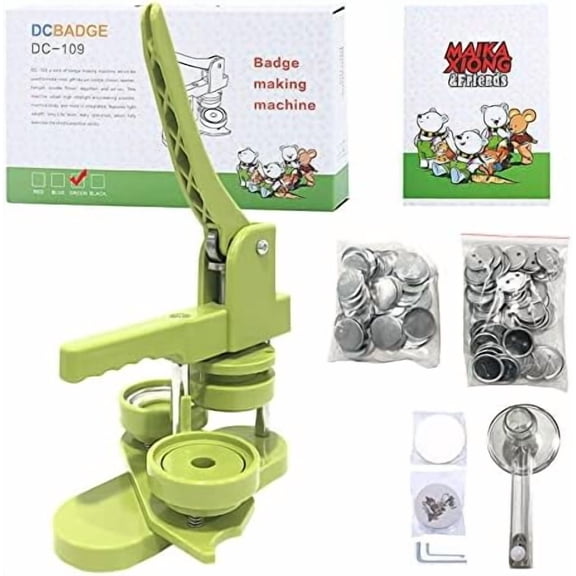 Button Maker Machine, Badge Press Machine, 58mm (2.25in) Pin Maker Kit with 100pcs Button Parts, Circle Cutter, Pictures and Magic Book$$Art & Craft