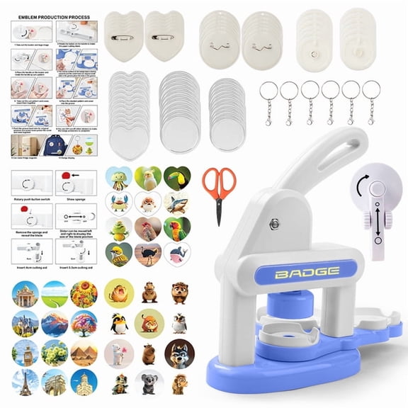 Button Maker Machine Installation-Free DIY Button Pin Maker Machine Badge Press Machine Blue