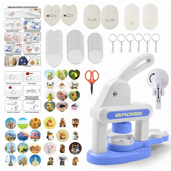 Button Maker Machine Installation-Free DIY Button Pin Maker Machine Badge Press Machine Blue