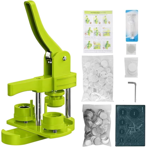 Button Maker Machine Kit 32mm (1.25 Inch)  DIY Pin Badge Press with 100 Button Parts, Custom Pin Maker for Crafts, Parties & Gifts