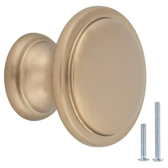 Button Mushroom Cabinet Knob, 1.25-inch Diameter, Golden Champagne, 10-pack.