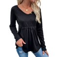 thumbnail image 1 of Button Neck Peplum Hem Sweater Black Medium, 1 of 4