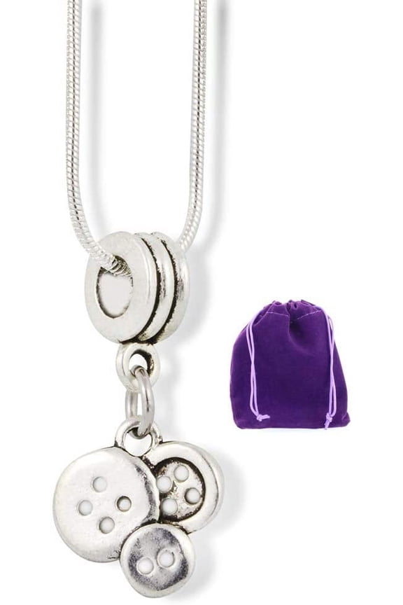 Button Necklace - Sewing Charm Snake Chain Pendant