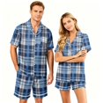 thumbnail image 1 of Button Up Pajamas for Women Mens Pajamas Set Shorts Men's Pajama Sets Matching Pajamas for Couples Matching Pajamas Set for Couples Plaid Button Down Soft Cooling Sleepwear Pockets Women Men, XL, 1 of 5