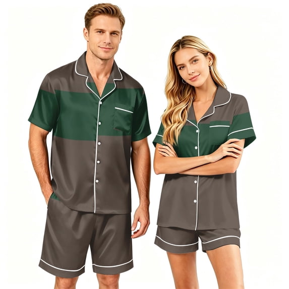 Button Up Pajamas for Women Mens Pajamas Set Shorts Men's Pajama Sets Matching Pajamas for Couples Matching Pajamas Set for Couples Plaid Button Down Soft Cooling Sleepwear Pockets Women Men, 3XL