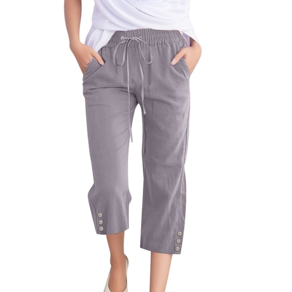 Button Pants for Women Short Pants for Women Casual Wide Leg Casual Pants Womens Pants Casual Work with Pockets Lightweight High Waisted Adjustable Tie Knot Loose Trousers Small